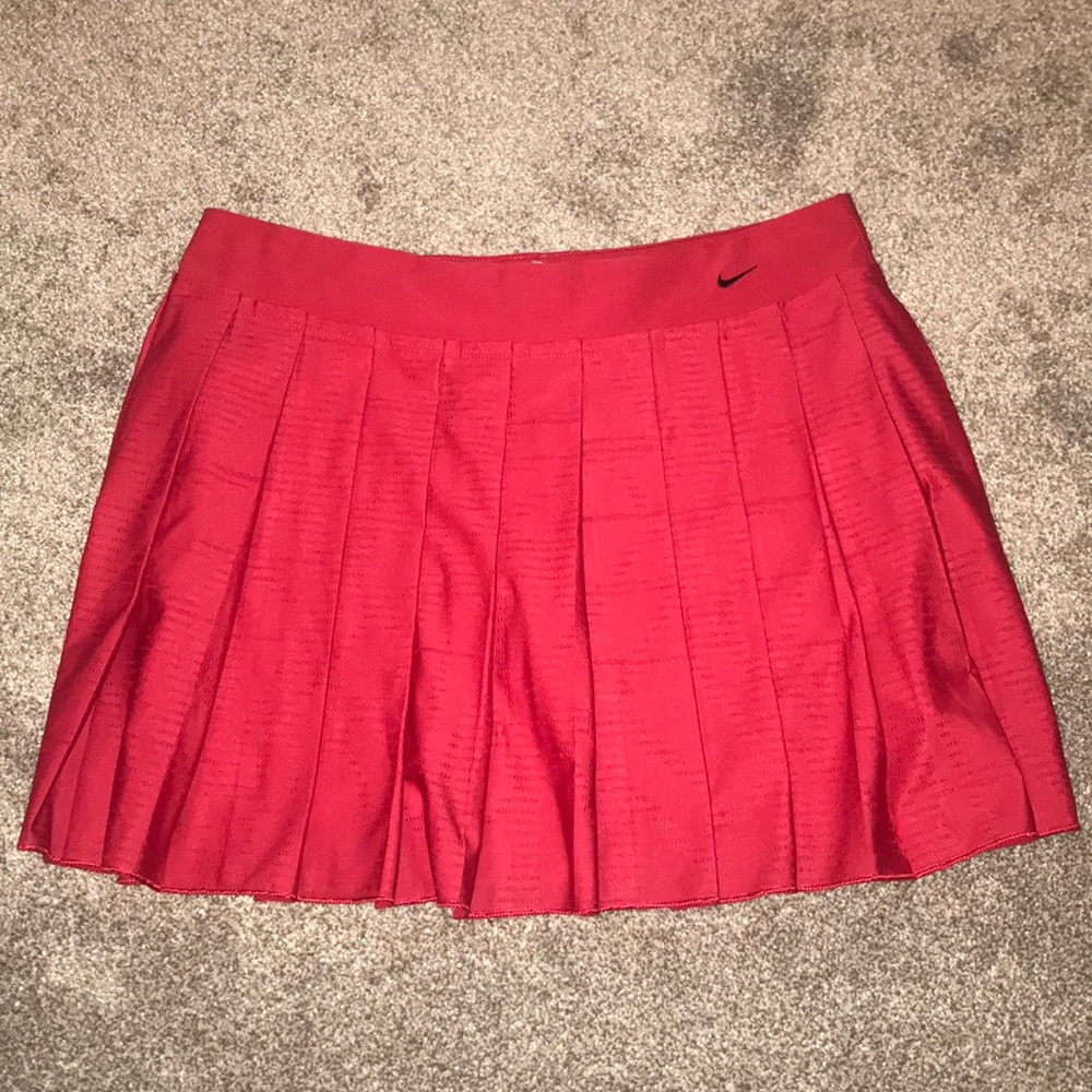 Red Nike Dry Fit Pleated Tennis Skort